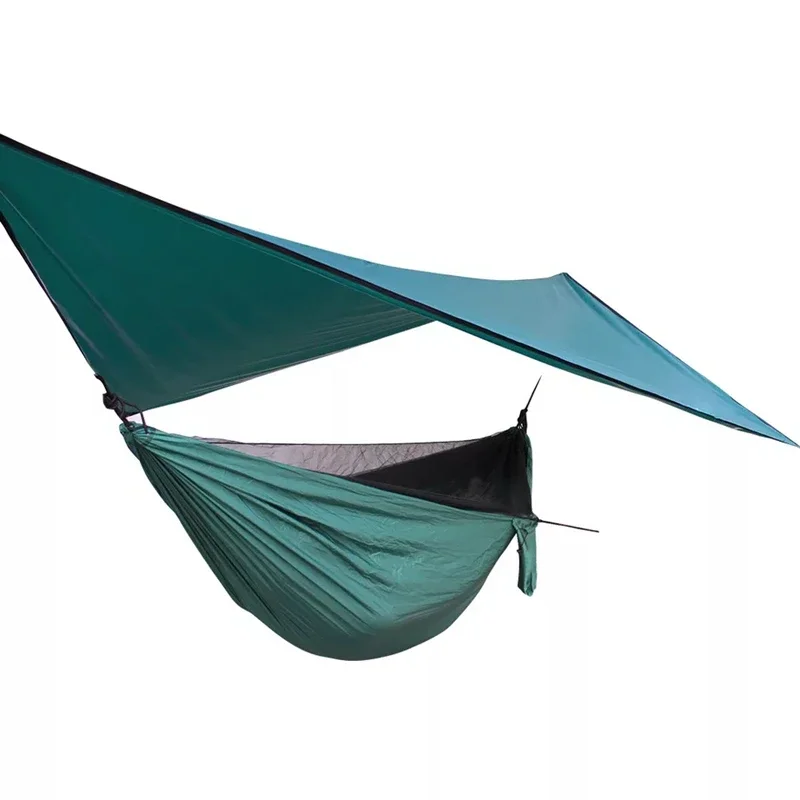 Waterproof Hammock Tarp Rain Fly with Mosquito Net High Strength Parachute Fabric Hanging Bed Hunting Sleeping Swing