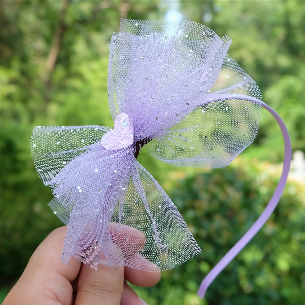 Girls Shiny Bows Hairband Color Yarn headband Princess Headwear Student Fashion Hair Hoop Cute Headress Kids Hair Accessories