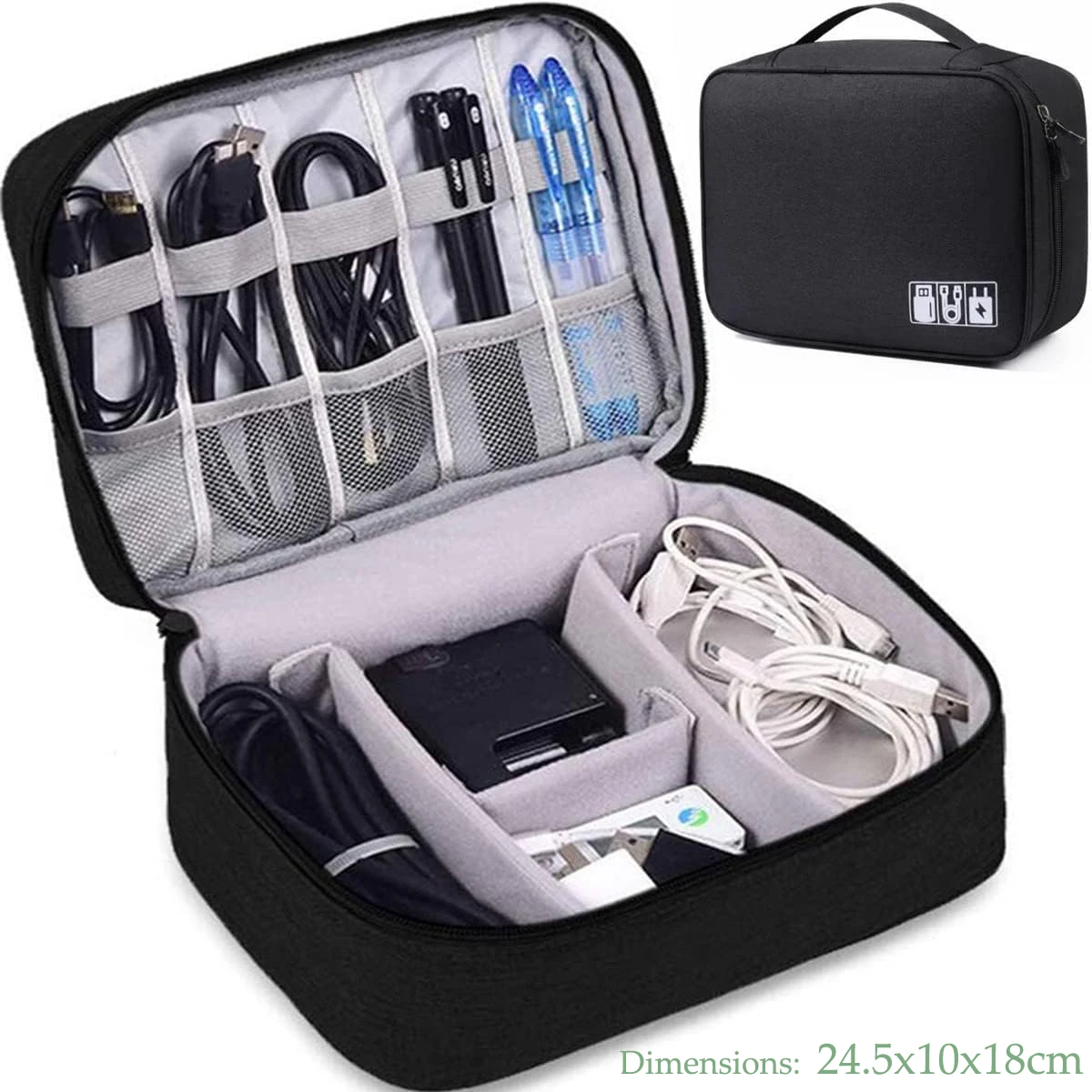 Draagbare reiskabel organizer case kabel opbergtas waterdichte digitale elektronische accessoires organizer voor USB-oplader plug