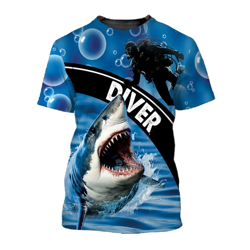 Summer-exclusive Custom-made 3D Diving-themed Men's T-shirt, Suitable for Diving Enthusiasts To Wear. A Sporty Men's T-shirt