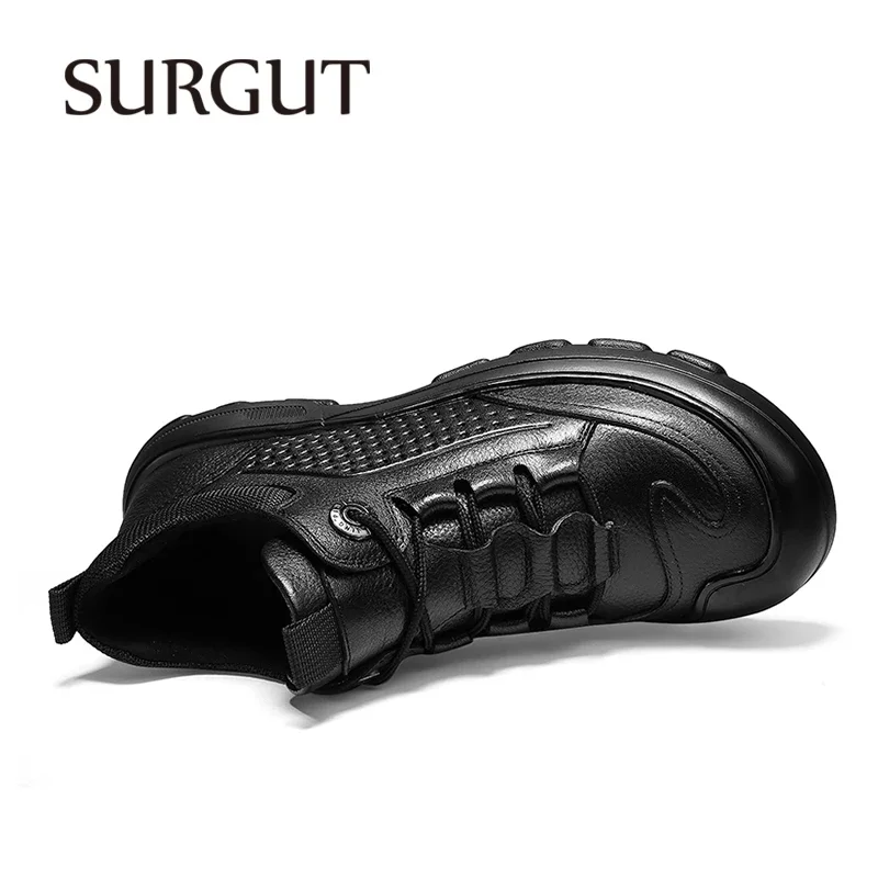 SURGUT Brand Genuine Leather Men Work Shoes Outdoor Sports Non-slip High-top Hiking Shoes for Men Shoes Size 46