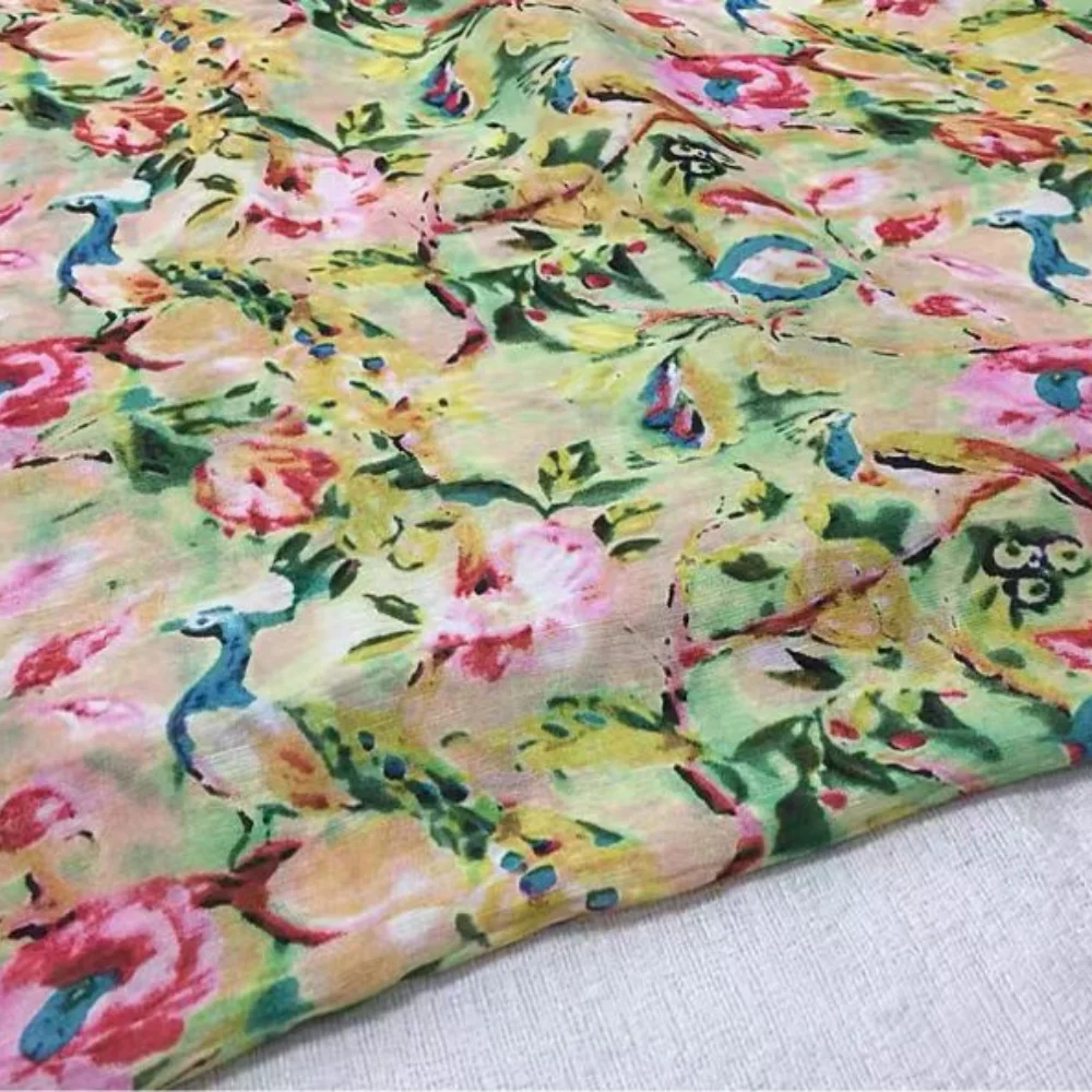 

Soft Patterns Breathable Thin Sheer Elegance Good Airy Texture Silk Linen Fabric for Women Summer Sleepwear Home Texture Cushion