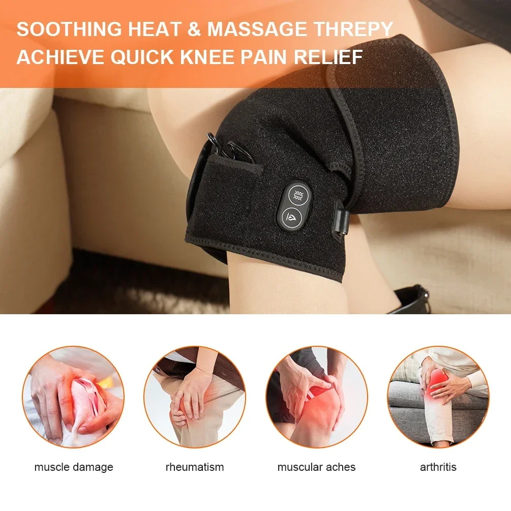 Professional Style Heated Knee Brace Support Wrap Therapeutic Heating Pad for Arthritis Pain Knee Massage Self-Heating Feature