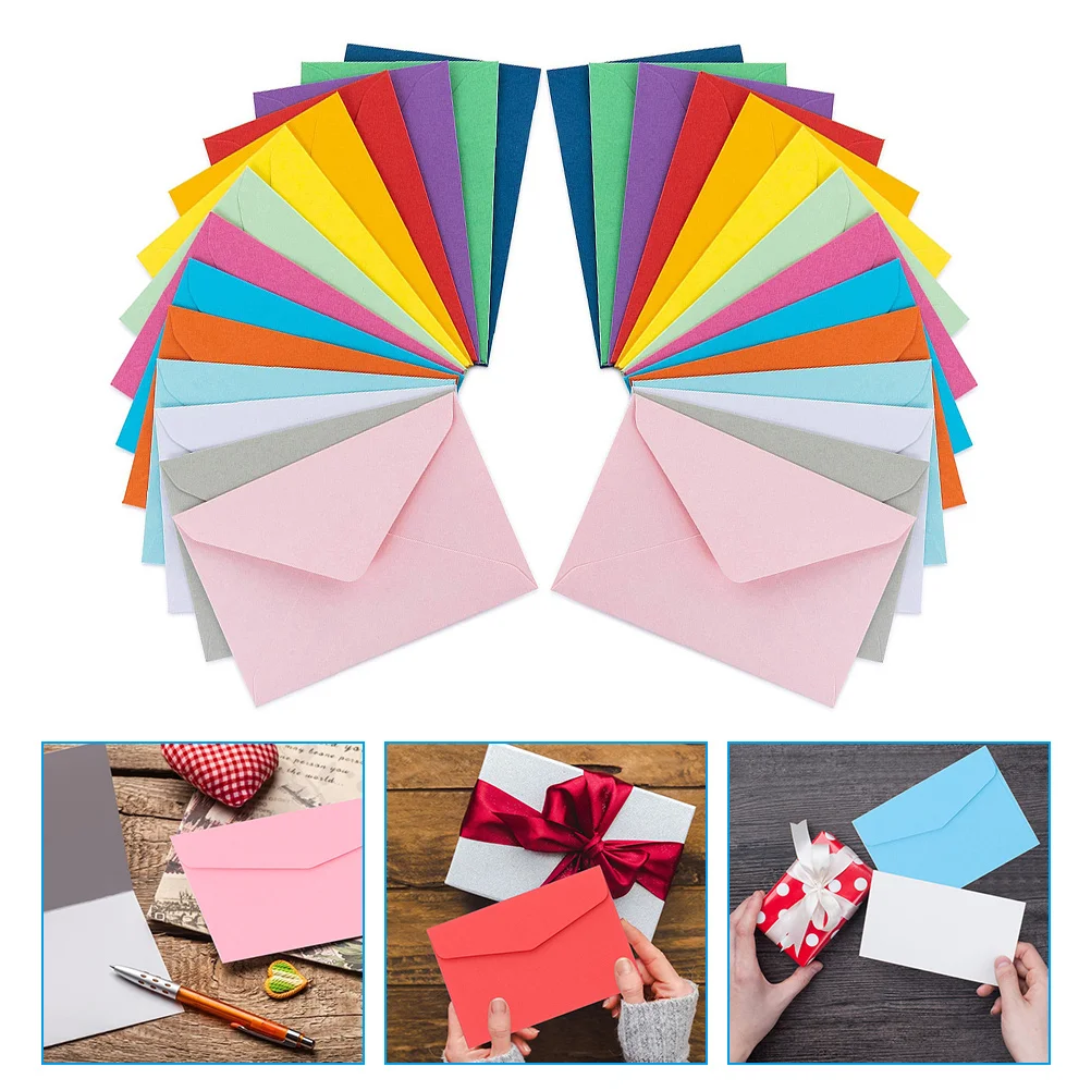 Envelopes coloridos para fotos e letras, cor sólida, solução de armazenamento durável e versátil, cores sortidas, 50pcs