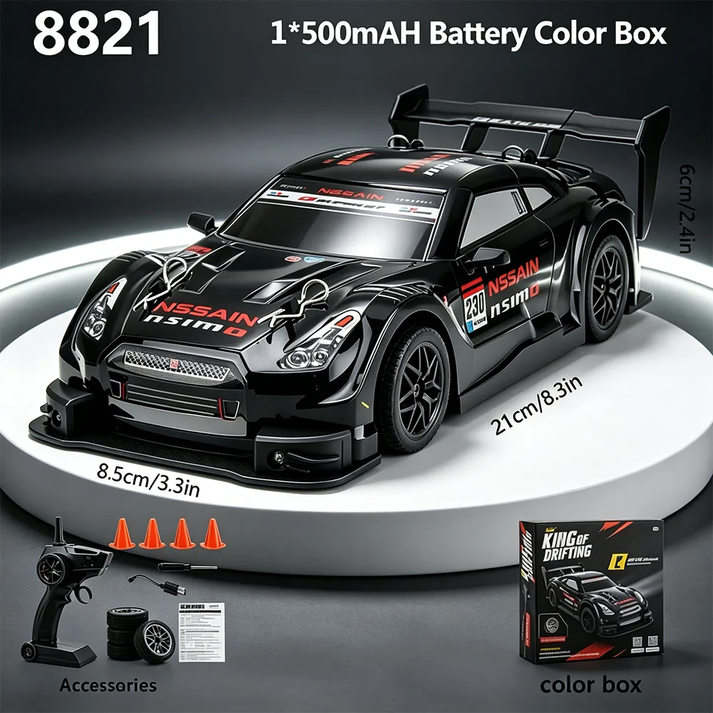 2.4G Remote Control Racing Car 1:24 Scale 4WD High Speed Drift RC Car 20KM/H Replaceable Tires Electric Hobby Toy for Boys Gifts