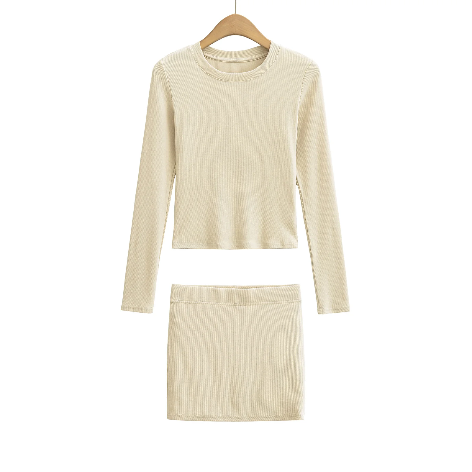 

Slim Fit Long Sve футболка и ор юбка комплект из двух предметов женский модный круглый Ne American Hot Girl Sle хлопковый топ бот