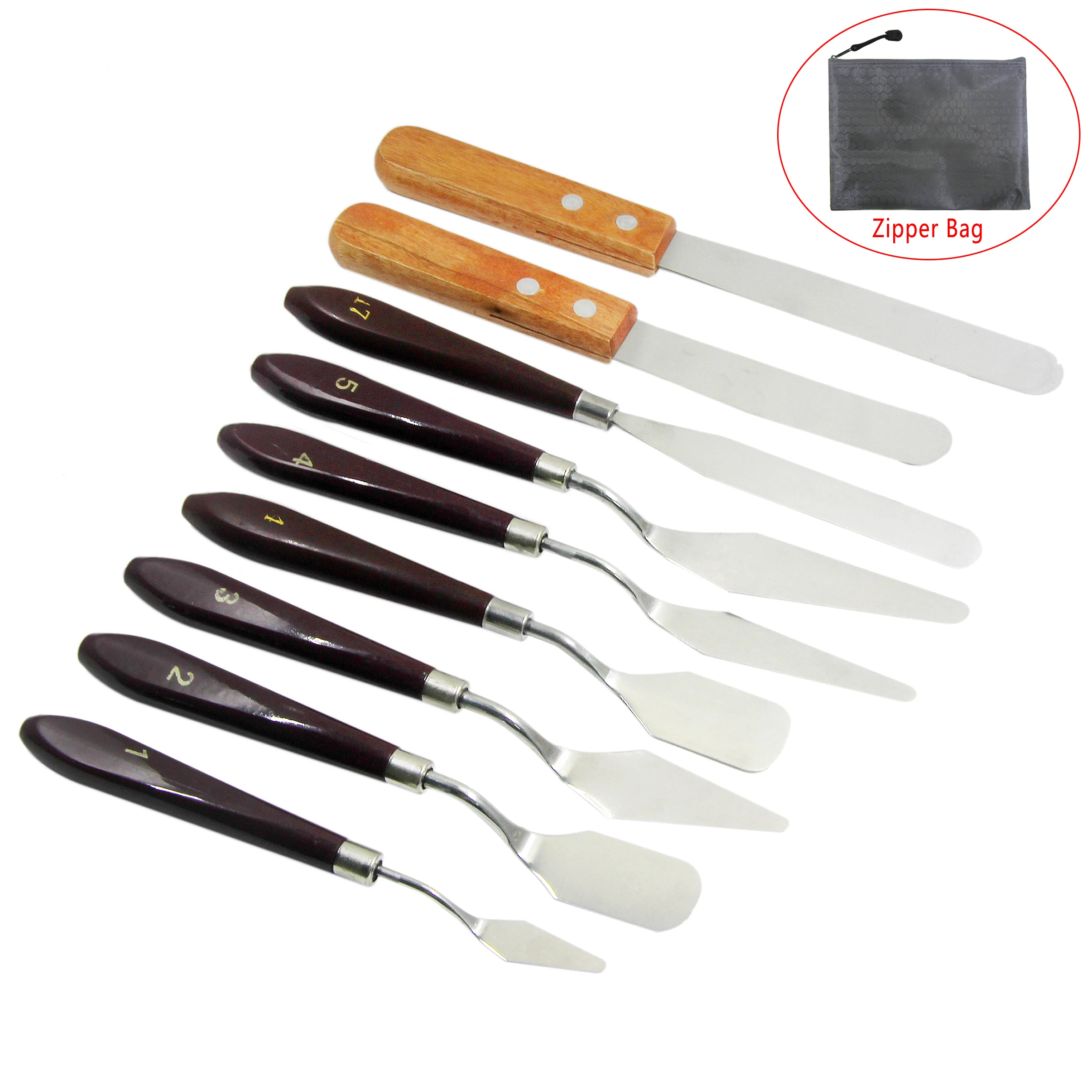 9Pcs/set Stainless Steel Spatula Kit Palette Gouache Supplies for Oil Painting Knife Fine Arts Painting Tool Set Flexible Blades