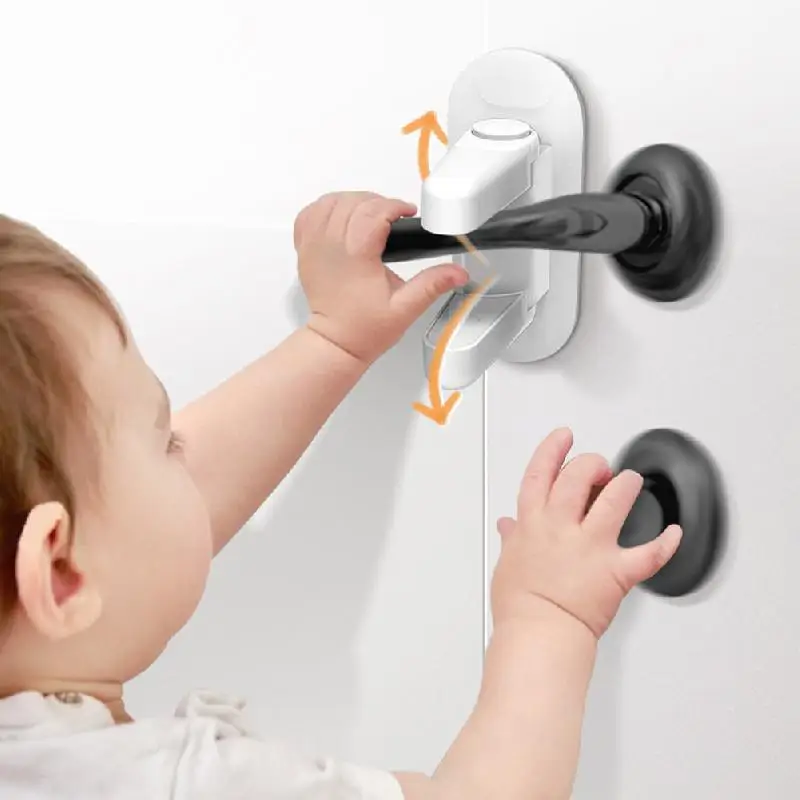 Universal Door Lever Lock Child Baby Safety Lock Rotation Proof Professional Door Adhesive Security Latch Multi-functional