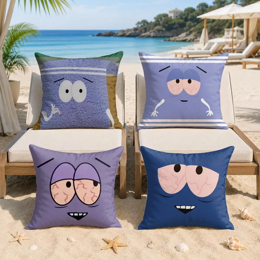 Anime S-South Park Towelie Cushion Cover Silky Short Plush Invisible Zipper Dustproof Sofa Pillow Case For Home Decor