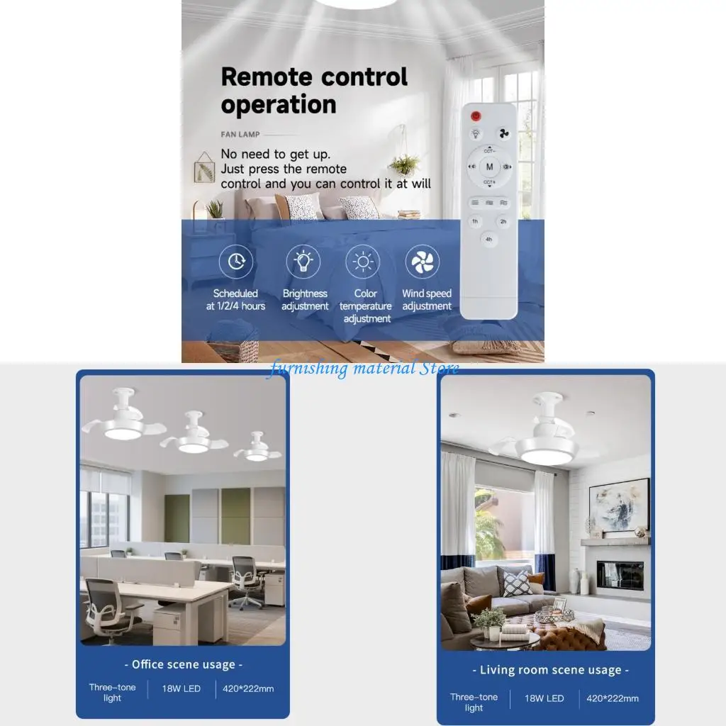 

Y5GD Ceiling Fan Lights with Remote Control Quiet Hanging Fan with LED Light
