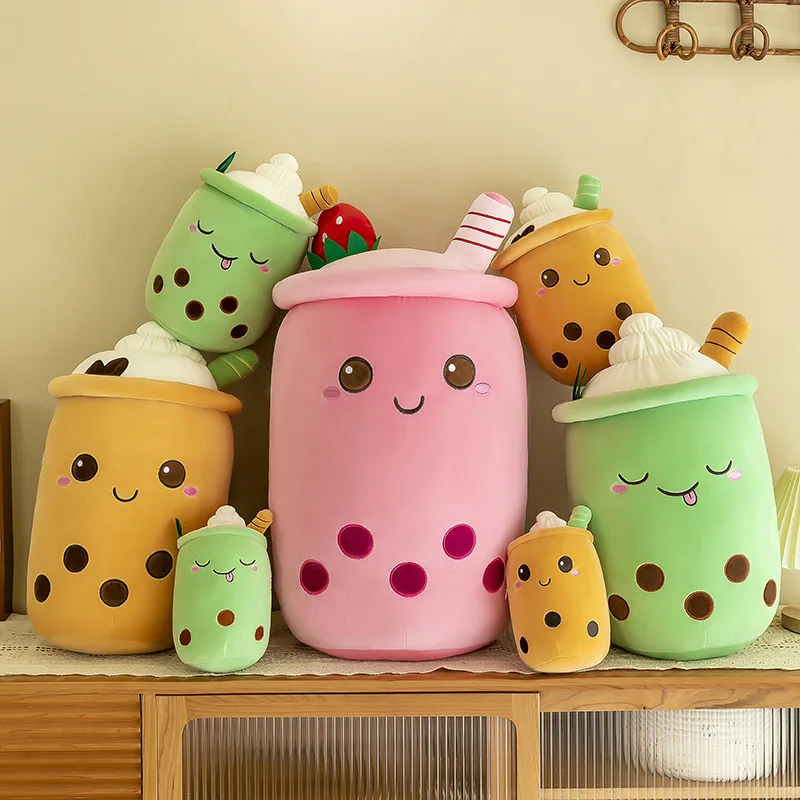 

Plushie Toy Cute Boba Milk Tea Soft Stuffed Apple Pink Strawberry Taste Milk Tea Hug Pillow Balls Bubo Tea Cup Cushion