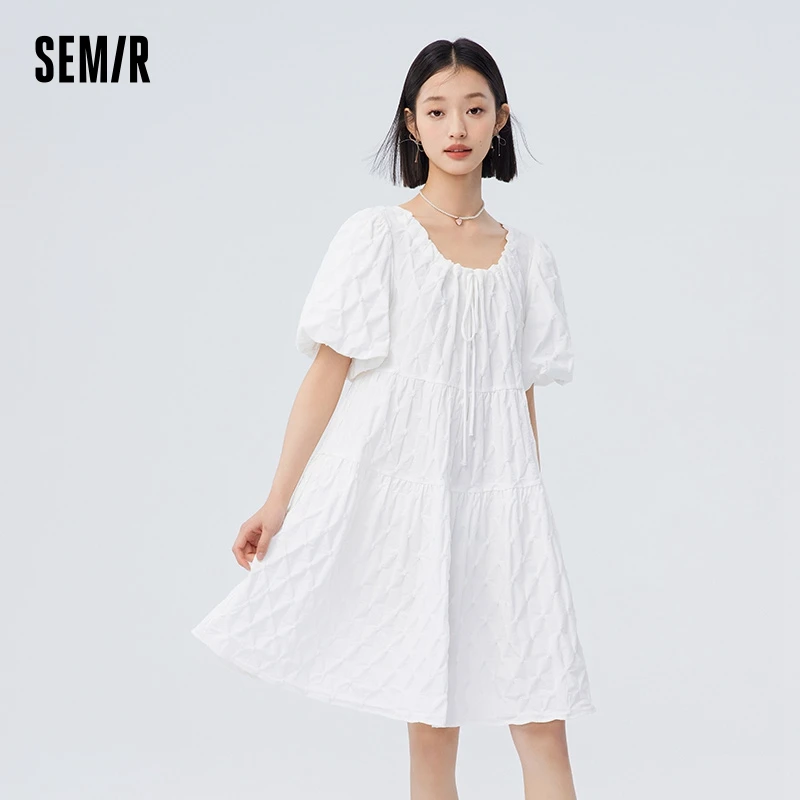 

Semir Dress Women Design Bubble Sleeve Sweet And Gentle 2024 Summer New Texture Short Dress Playful Girl Feeling Dress