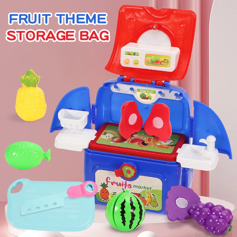 Juego divertido de dibujos animados para niños, equipo médico para el hogar, cocina, muñeca de fruta, juguete combinado, juego de rol para bebé bonito