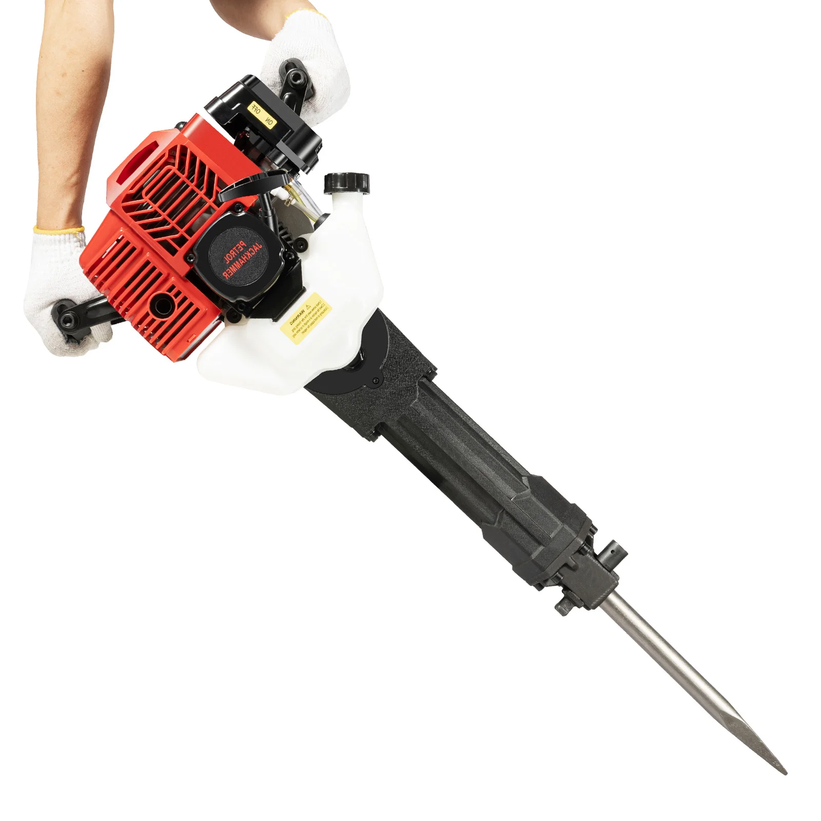 52cc 2-Stroke Demolition Jack Hammer 6500rpm Gas Powered Demolition Petrol Jack Concrete Breaker Punch Drill with 2 Chisel