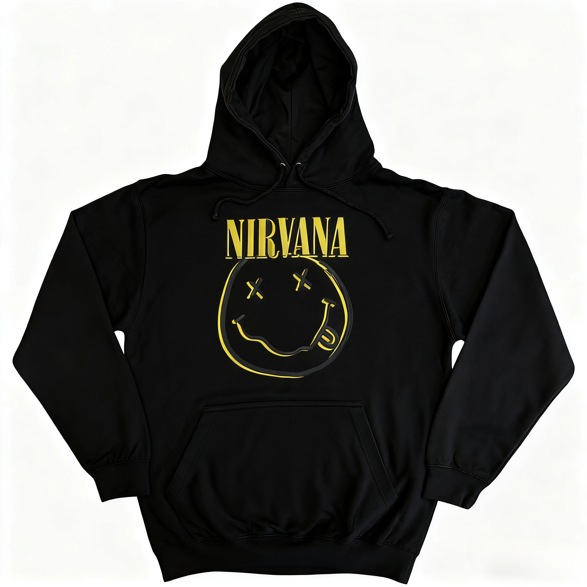 Nirvana Inverse Happy Face estampado gráfico sudaderas con capucha sueltas y cálidas para hombres y mujeres para Casual Otoño e Invierno tendencia de moda de lujo