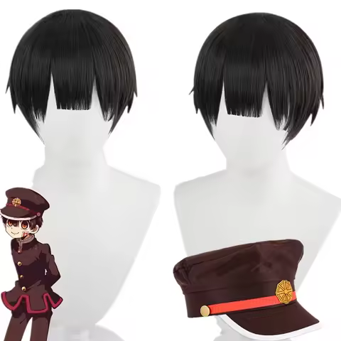 Hanako Kun Wig Anime Cosplay Hat Heat Resistance Synthetic Black Yugi Amane Hair Wigs Wig Cap