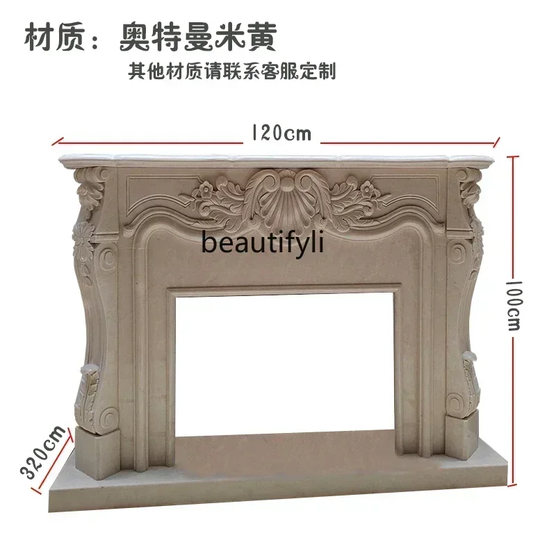 Y183FF cqyMarble Mantelshelf Beige Interior European Background Wall Hallway French Modern Stone Curio Cabinet