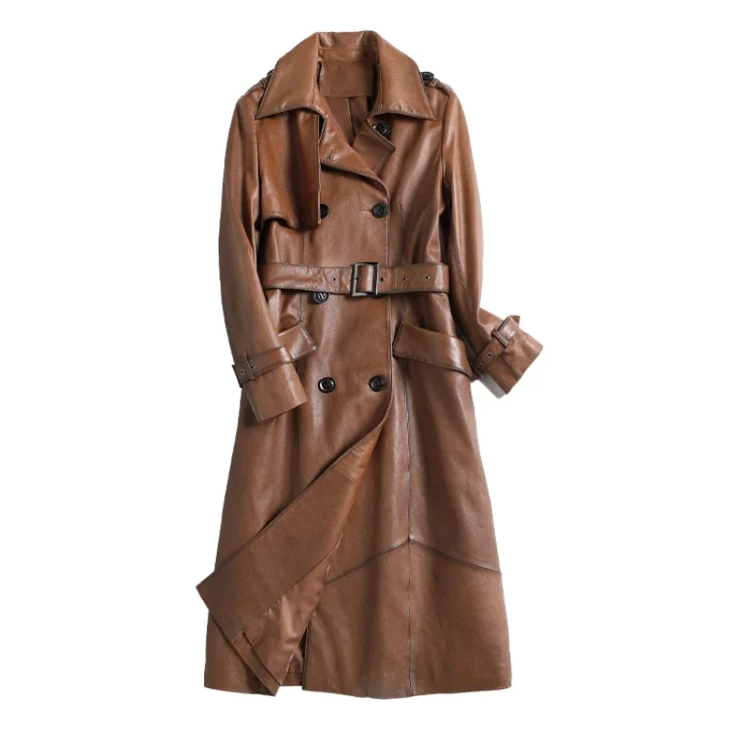 Giacca in vera pelle da donna 2022 autunno inverno nuove signore cappotto in pelle di montone giacca in pelle moda donna giacca a vento lunga Lq507