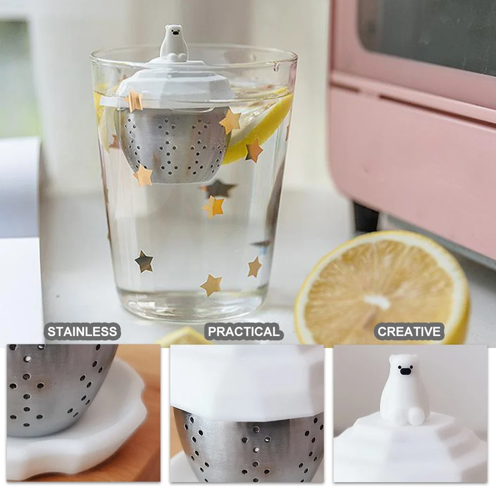 

Polar Bear Tea Strainer Cartoon Silicone Filter For Residue Infuser Portable Tea Making Tool Brewing Supply Kitchen Bar