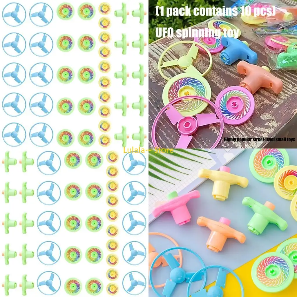 y4qa-10個のカラフルなスピナー空飛ぶ円盤、子供用アウトドアアクティビティ、プラスチック製の旋回トップ、親子インタラクションと
