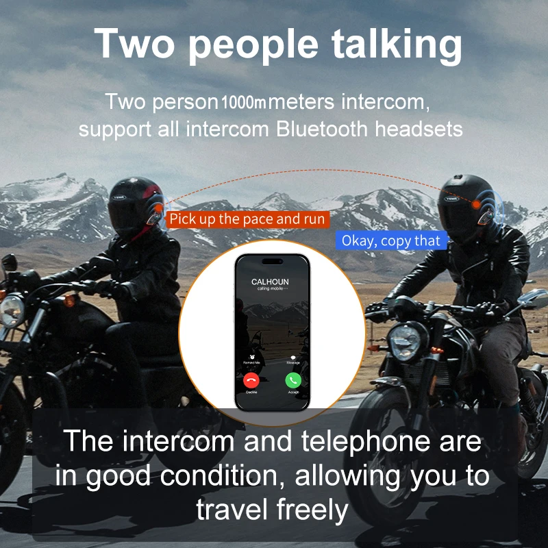 Y80 2X Motorcycle Helmet Intercom Bluetooth Headset V5.3 Hands Free Call Wireless Noise Reduction Waterproof 1000M Interphone