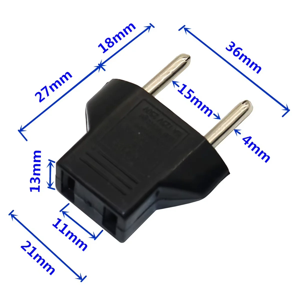 1Pc 2 Pin European Standard Plug Adapter US To EU Charge Plug American To Europe Travel Power Converter Adapter