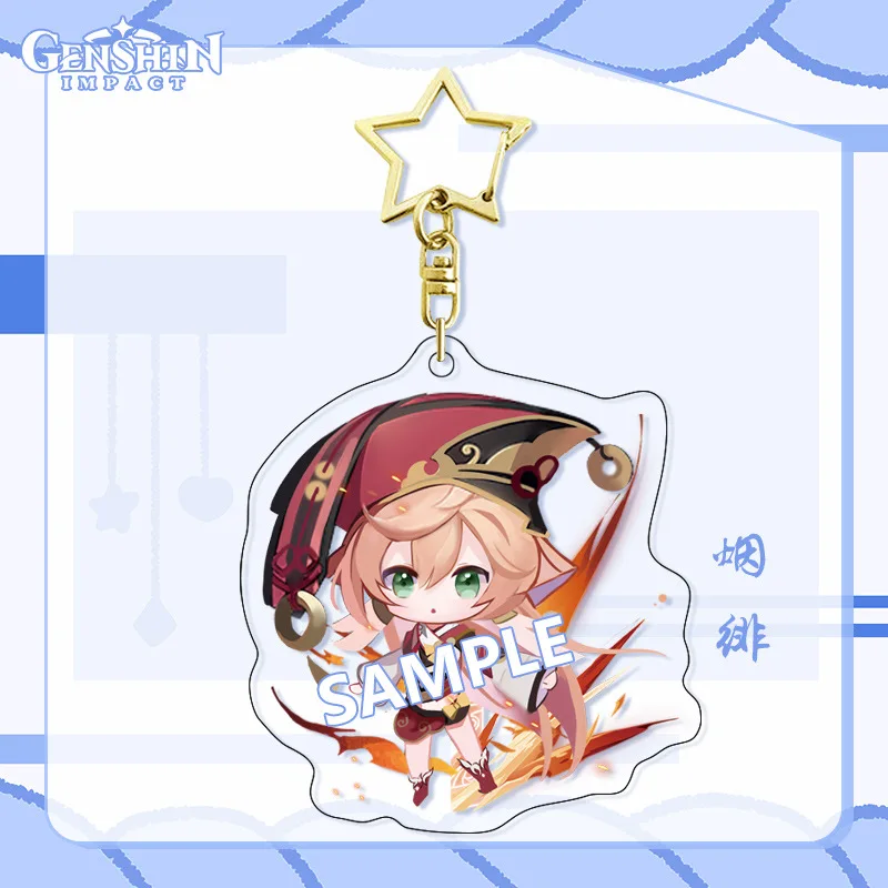 Impact Acrylic Star Keychains Anime Klee Albedo Xiao Venti Shenhe Sayu Raiden Shogun Kaedehara Kazuha Key Chains Pendant