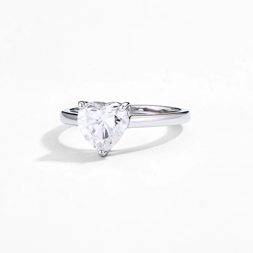 MINTYBOX solidny S925 Sliver 2.0CT serce Moissanite pierścionek dla kobiet D VVS1 8*8MM diamentowe zaręczyny obrączki biżuteria na prezent