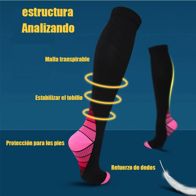 Calcetines de compresión para uso médico para hombres y mujeres, antifatiga, venas varicosas, alivio del dolor de piernas, correr al aire libre, ciclismo, senderismo, deportes