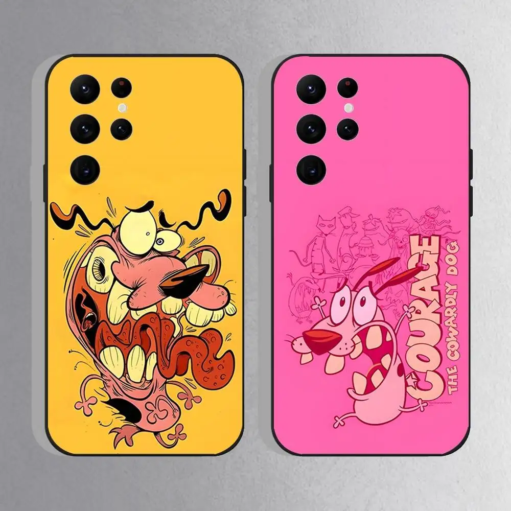 

Courage The C-CowardlyS Dog Phone Case For Samsung S25,S24 Ultra,S20,S30 plus,S22 Plus,S23,Ultra 5G Silicone Black Shell