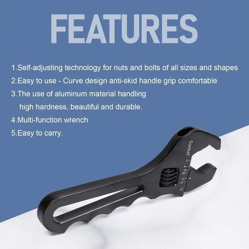 Lekki Regulowany Klucz do Złączek Węży AN 3AN-16AN Ręczny Klucz do Złączek Węży AN Narzędzia Naprawcze Czerwony/Niebieski/Czarny Klucz do Końcówek Węży Olejowych