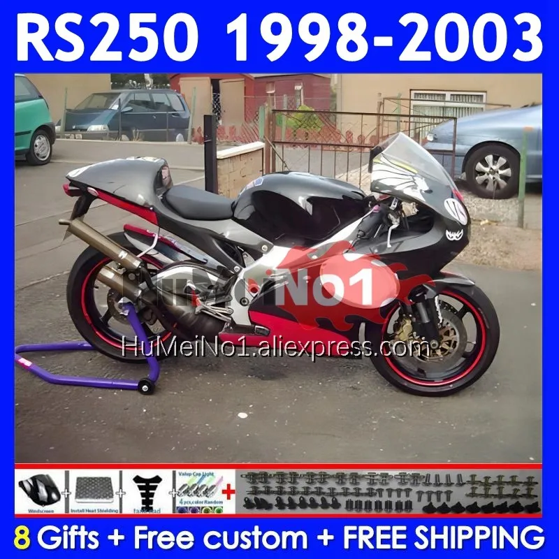 RS250RR For Aprilia RSV250 RS 250 RS250 RR 98 99 00 01 02 03 318No.81 black stock RS-250 1998 1999 2000 2001 2002 2003 Fairing