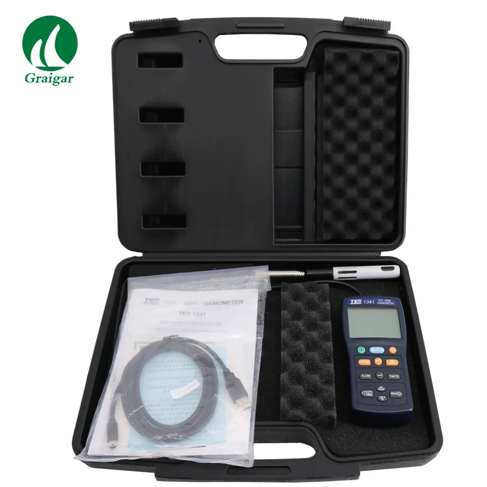 

2026 TES-1341N USB Interface Hot-Wire Anemometer Connects to PC Temperature Humidity Tester Air Velocity Meter