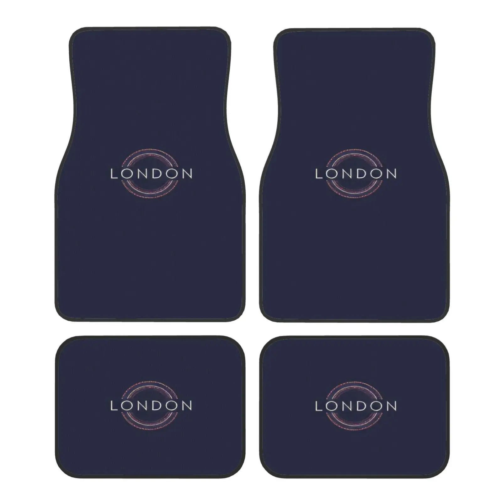 4pcs London Graphic Printing  Comfortable Crystal Velvet Car Floor Mat  4pcs Set  Double Layer Composite Process Easy To In