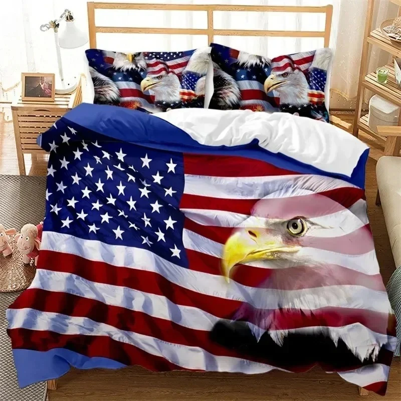 

National Flag Duvet Cover King Size Creative American Flag Bedding Set for Boy Teens Adults Microfiber Single Double Quilt Cover