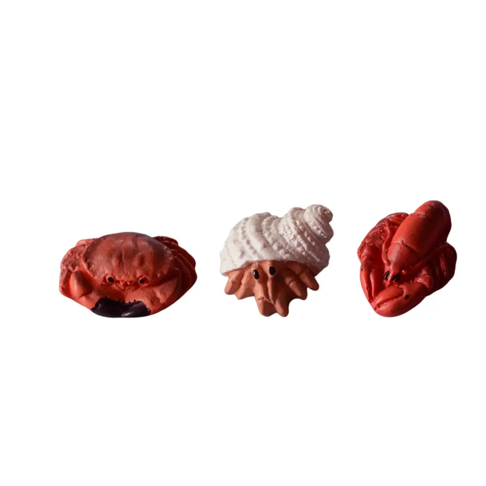 

3 Pcs Seafood Resin Ornament Marine Animal Statues Mini Desktop Decorations Crab Sculpture Eco Friendly Durable Home Office