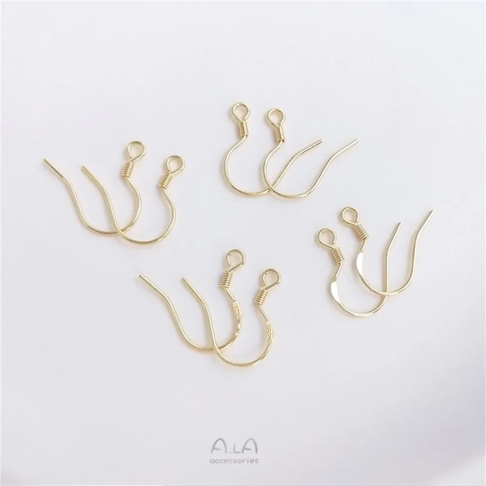 Full Body Pure Silver S925 Ear Hook 14K Bag Genuine Gold Ear Hook Basic Accessories DIY Handmade Earrings Materials E290