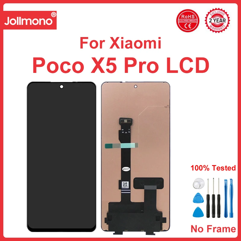 Poco X5 Pro Display Screen Replacement, for Xiaomi Poco X5 Pro 22101320G 22101320I Lcd Display Digital Touch Screen with Frame