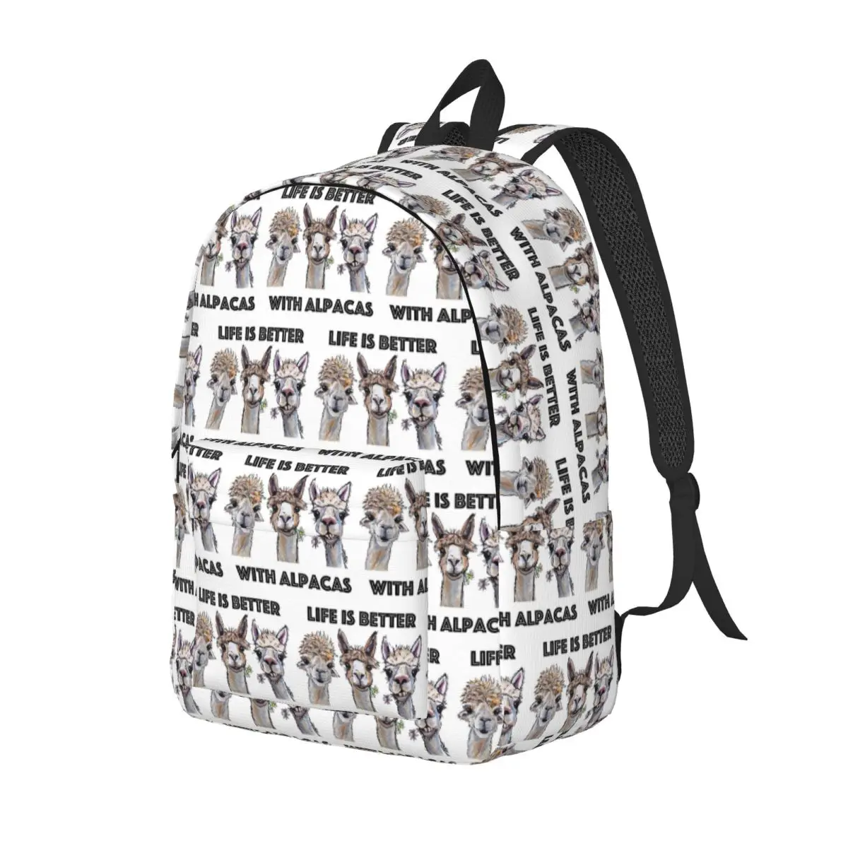 

Life Is Better With Alpacas Art Backpack Daypack Large Capacity Kids BookBag School Bag Shoulder Bags for Men Women