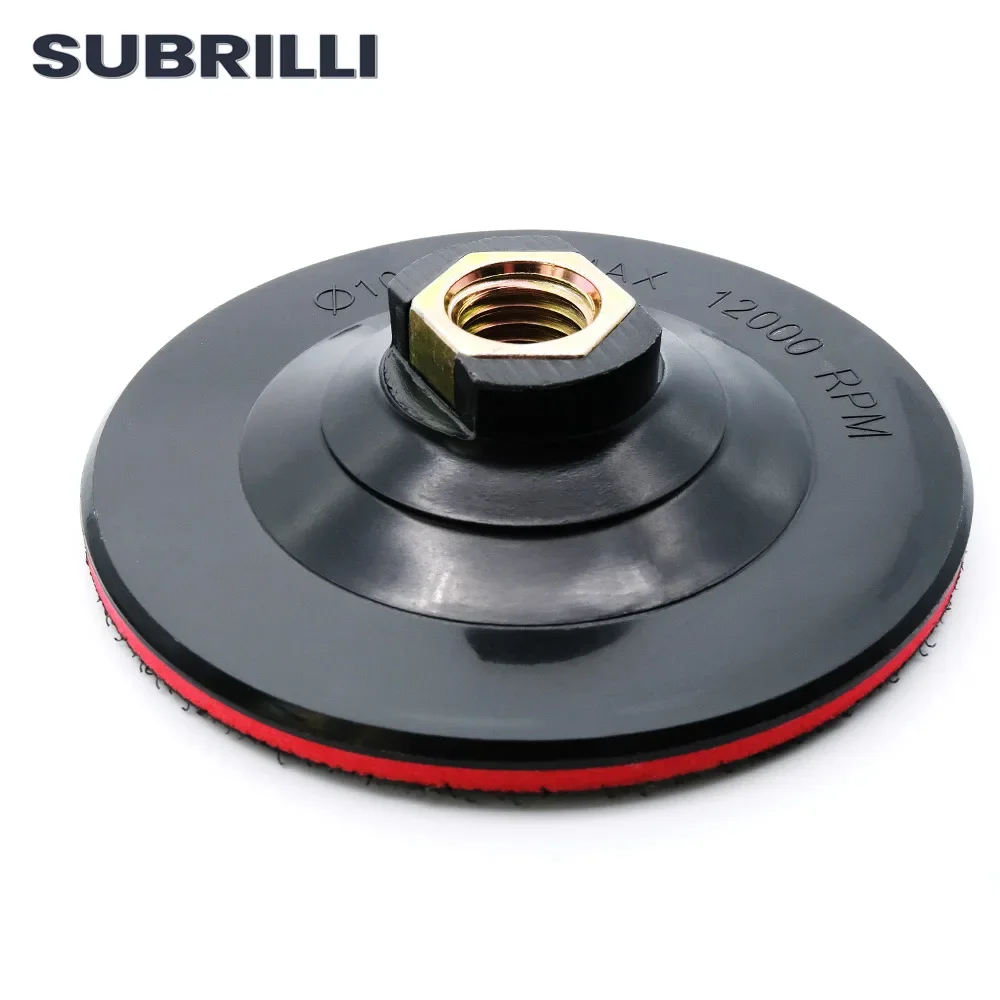 SUBRILLI 1pc Backing Buffing Polishing Pad Plastic Backer Plate M14 5/8-11 Hook & Loop Adhesive for Grinder Machine Polish Pads