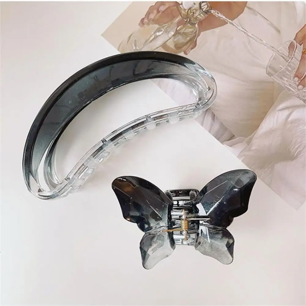 Transparent Gradient Color Hair Claw Acrylic Big Barrette Women Girls Hair Crab Summer Hollow Grab Bath Clip Non-Slip Headwear