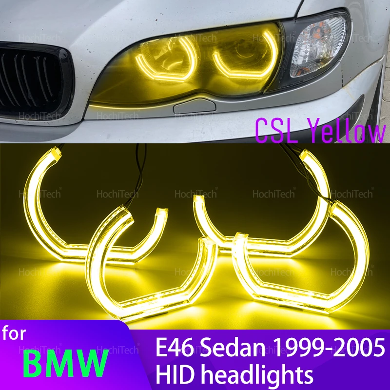 

Для BMW E46 Седан 325i 325xi 330i 330xi с HID фарой CS CSL Style Лимонно-желтый DRL Angel Eyes Свет дневные ходовые огни