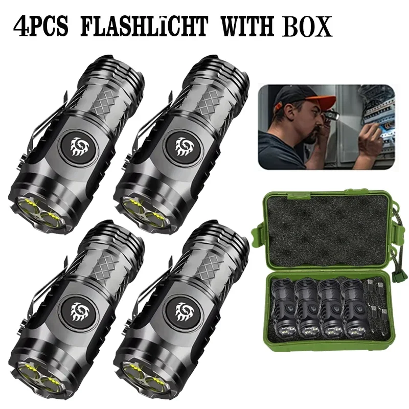 Lampe de poche puissante et super lumineuse, chargeur USB C, torche étanche à luminosité réglable pour le camping, la randonnée et les situations d'urgence