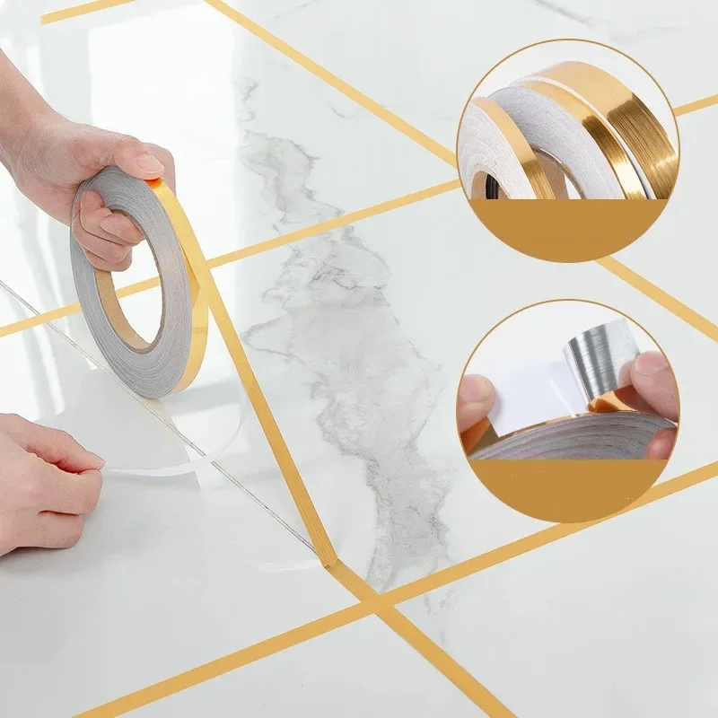 2/4pcs Ceramic Tile Mildewproof Gap Tape Decor Gold Silver Black Self Adhesive Wall Tile Floor Tape Sticker Home Decorations