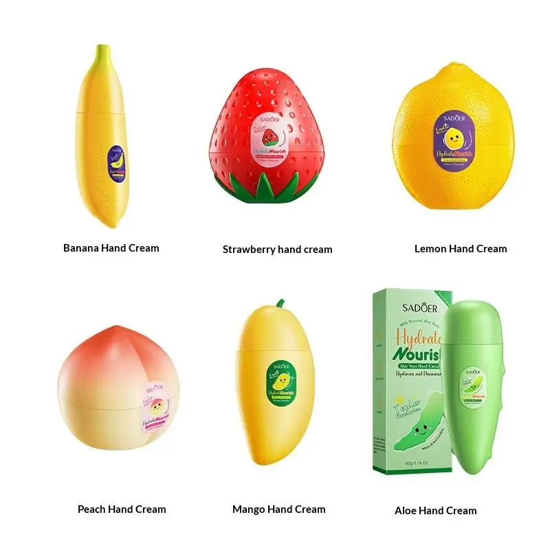 SADOER Mango Pfirsich Aloe Vera Zitrone Frucht Handcreme Feuchtigkeitsspendend Aufhellend Reparierend Handpflegeprodukte