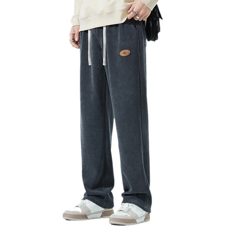

Вельветовые спортивные штаны, мужские толстые брендовые свободные прямые трубки, осенне-зимние повседневные удобные для взрослых джентльменов