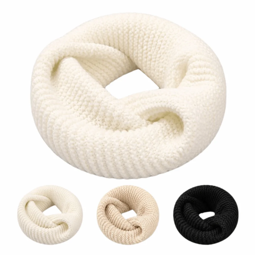New Soft Knit Scarf Crochet Texture Solid Color Circle Neck Scarf Continuous Loop Winter Neck Warmer Winter Wear