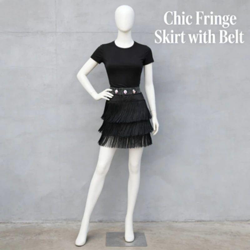 

Женская юбка с бахромой, костюм для латинских танцев, юбка для латинских танцев, танцевальный костюм, тренировочный костюм, короткая юбка, черная
