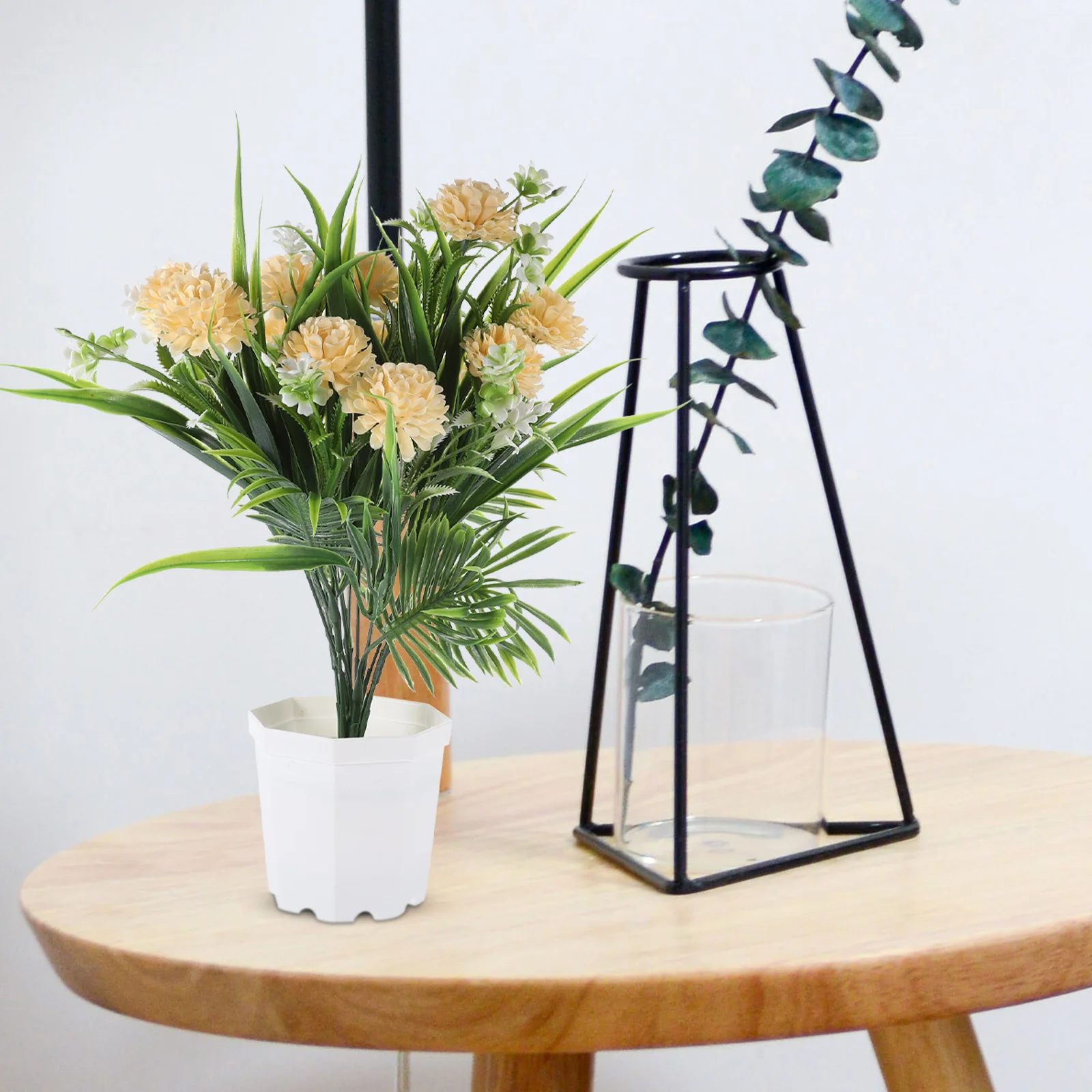 

Fake Potted Plants Artificial Flower in Pot Lifelike Faux Flower Ornament for Desk Coffee Table Home Office Decoration