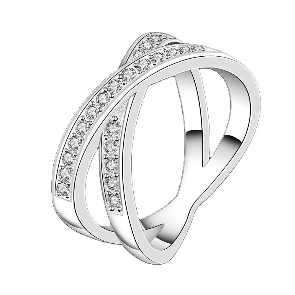 Charm 925 Sterling Silver Women 7-10# Luxury X Ring For Fashion Engagement Jewelry Party Gift Accessories Wholesale